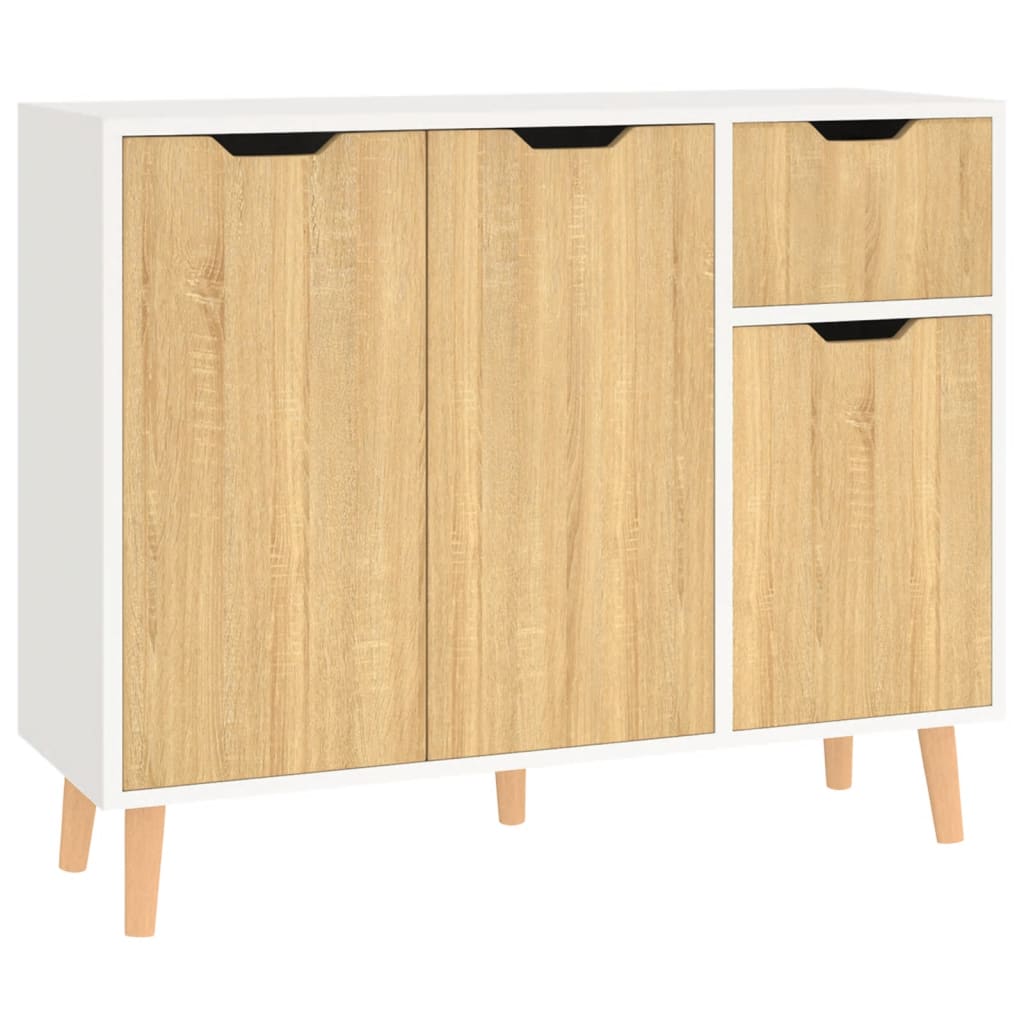 Credenza Bianca e Rovere Sonoma 90x30x72cm in Legno Multistrato - homemem39