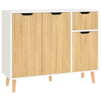 Credenza Bianca e Rovere Sonoma 90x30x72cm in Legno Multistrato - homemem39