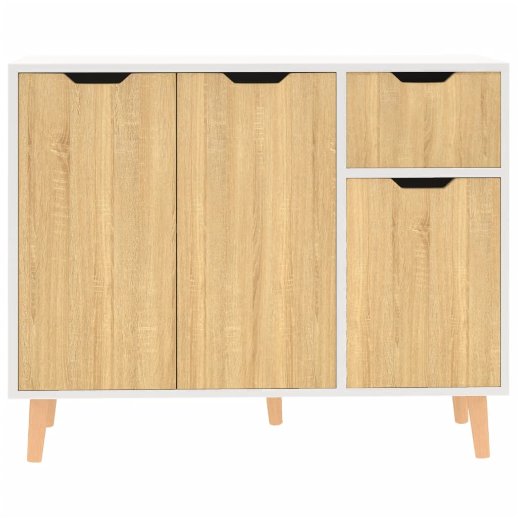 Credenza Bianca e Rovere Sonoma 90x30x72cm in Legno Multistrato - homemem39