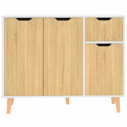 Credenza Bianca e Rovere Sonoma 90x30x72cm in Legno Multistrato - homemem39