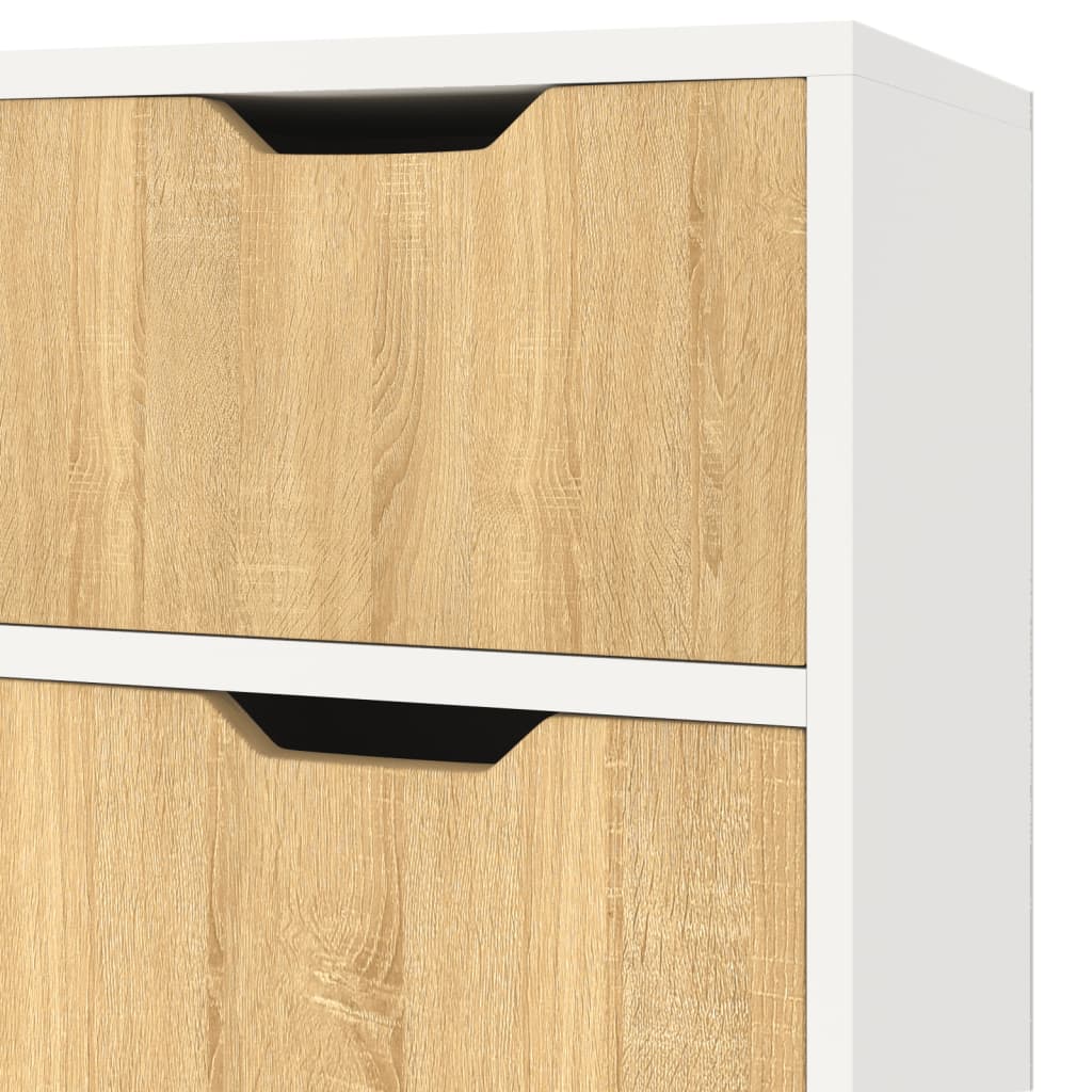 Credenza Bianca e Rovere Sonoma 90x30x72cm in Legno Multistrato - homemem39