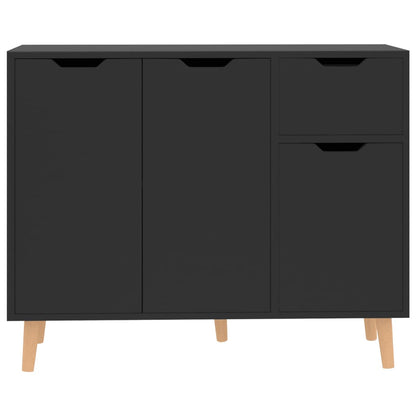Credenza Nero Lucido 90x30x72 cm in Legno Multistrato