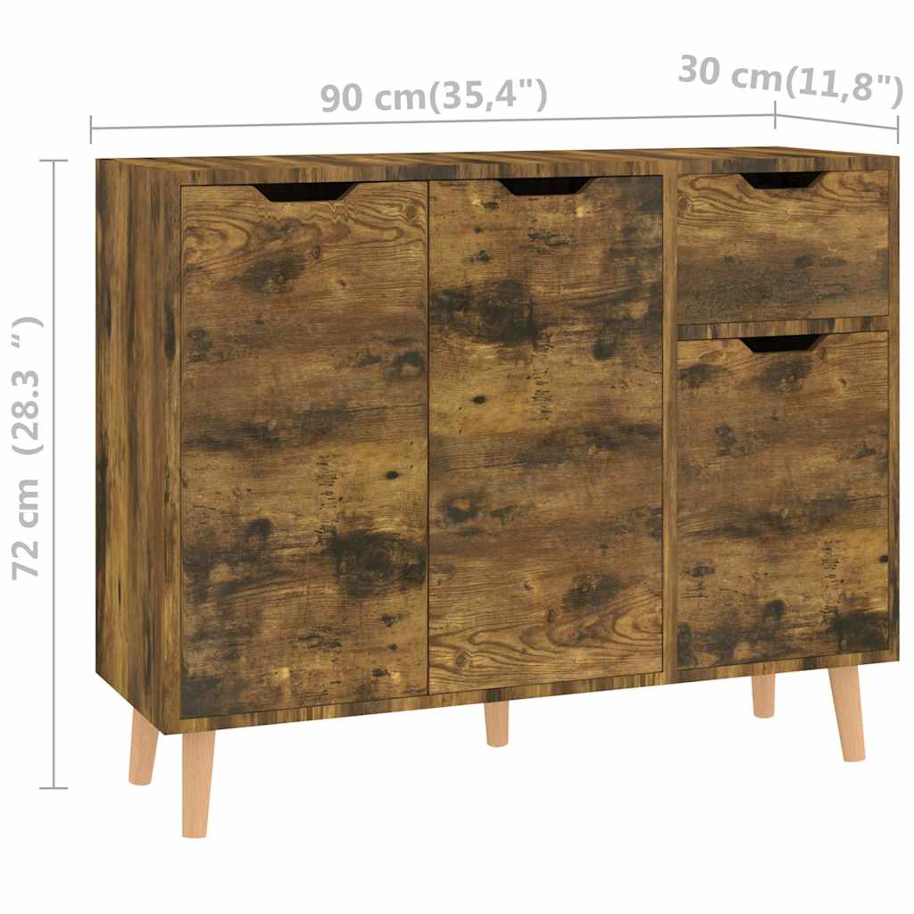 Credenza Rovere Fumo 90x30x72 cm in Legno Multistrato