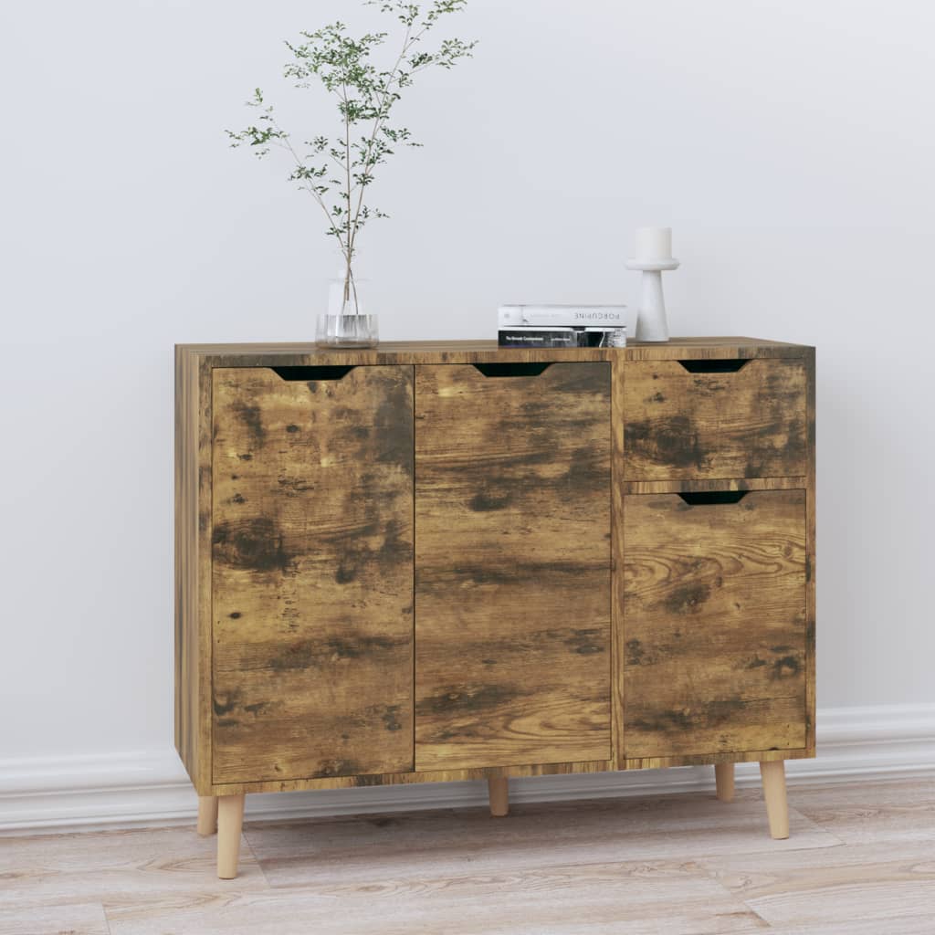 Credenza Rovere Fumo 90x30x72 cm in Legno Multistrato - homemem39