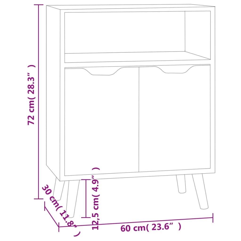 Credenza Bianca 60x30x72 cm in Legno Multistrato