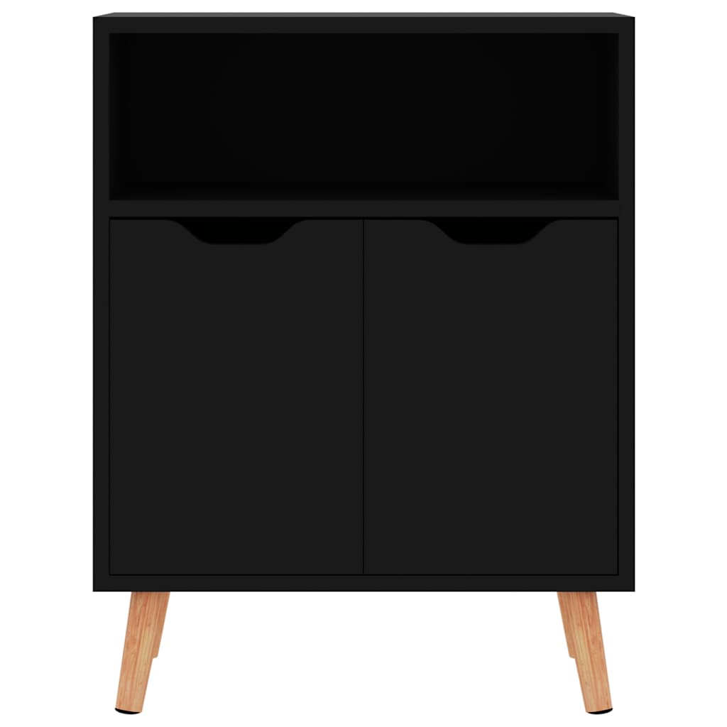 Credenza Nero Lucido 60x30x72 cm in Legno Multistrato