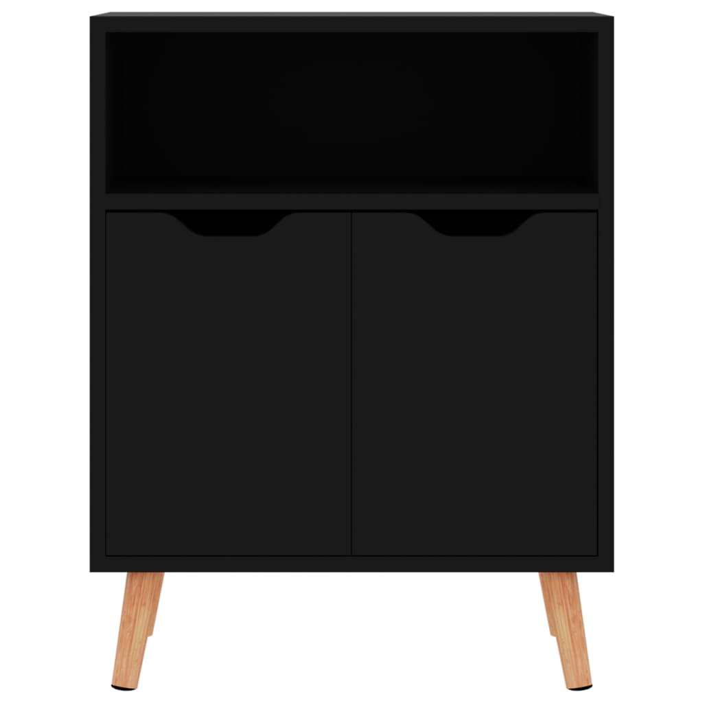 Credenza Nero Lucido 60x30x72 cm in Legno Multistrato
