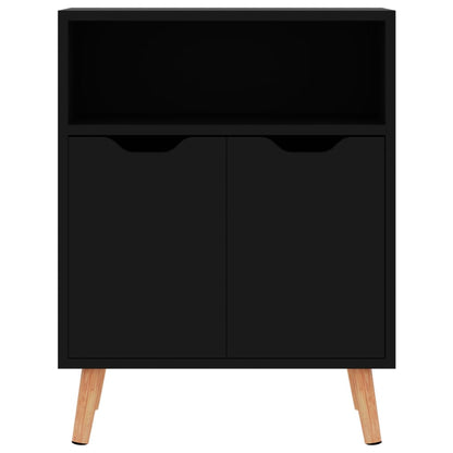 Credenza Nero Lucido 60x30x72 cm in Legno Multistrato