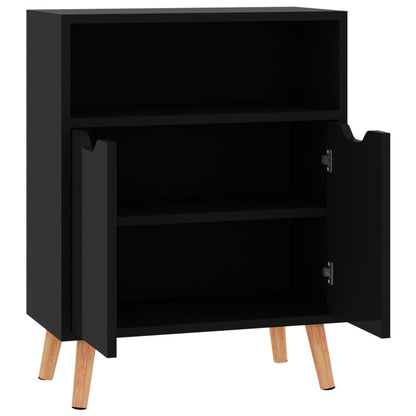 Credenza Nero Lucido 60x30x72 cm in Legno Multistrato - homemem39