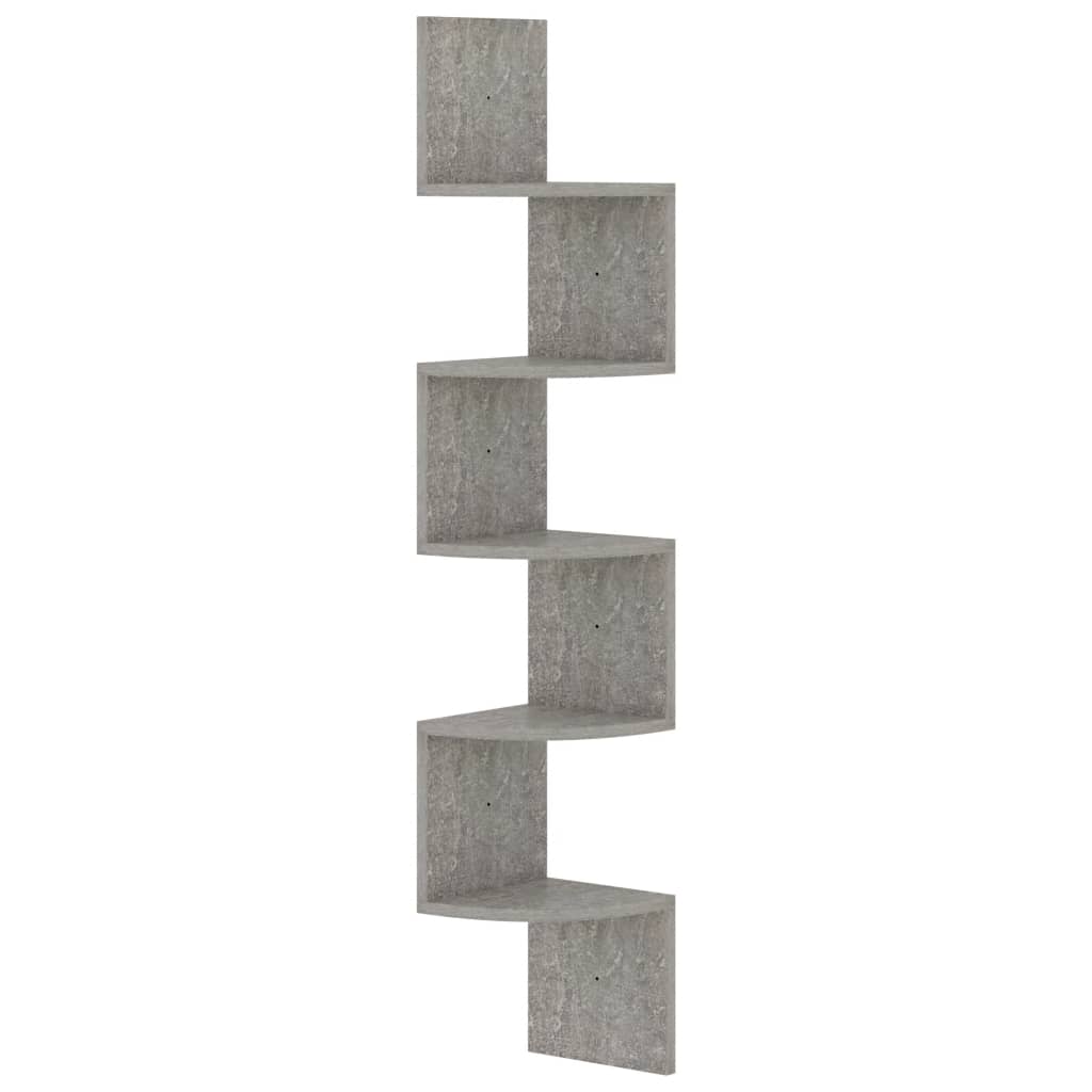 Scaffale Angolare a Muro Grigio Cemento 19x19x123cm Multistrato | homemem39