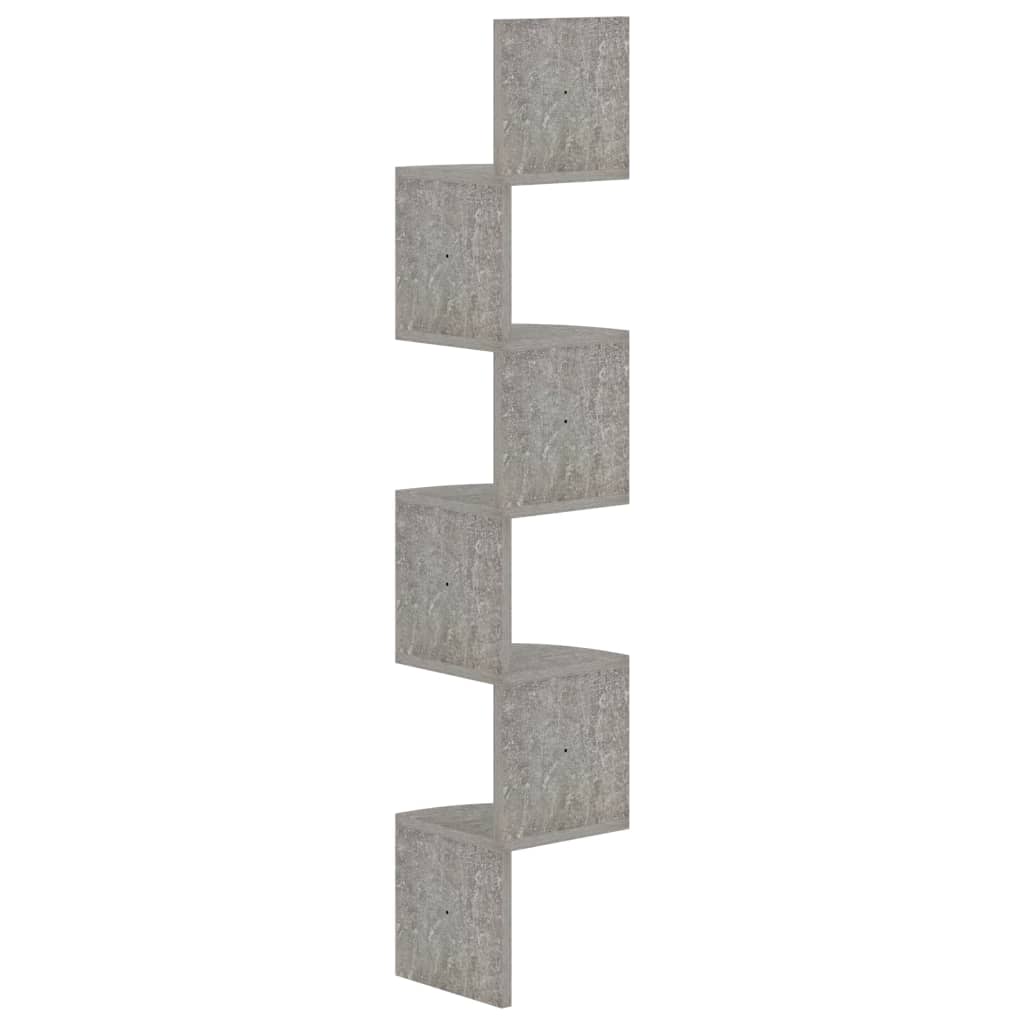 Scaffale Angolare a Muro Grigio Cemento 19x19x123cm Multistrato | homemem39