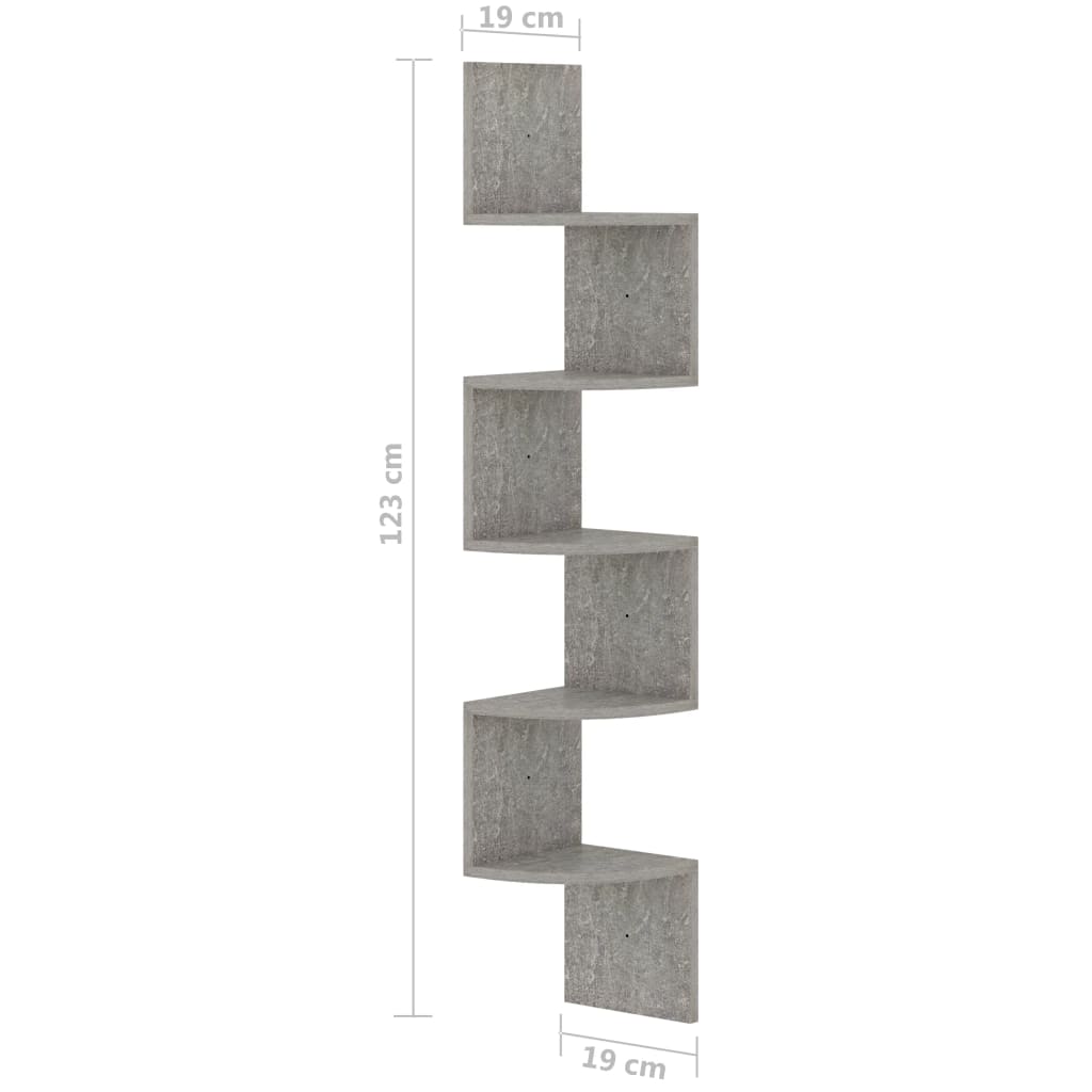 Scaffale Angolare a Muro Grigio Cemento 19x19x123cm Multistrato | homemem39