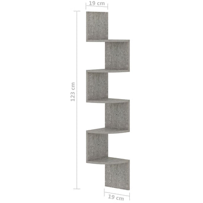 Scaffale Angolare a Muro Grigio Cemento 19x19x123cm Multistrato | homemem39