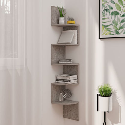 Scaffale Angolare a Muro Grigio Cemento 19x19x123cm Multistrato | homemem39