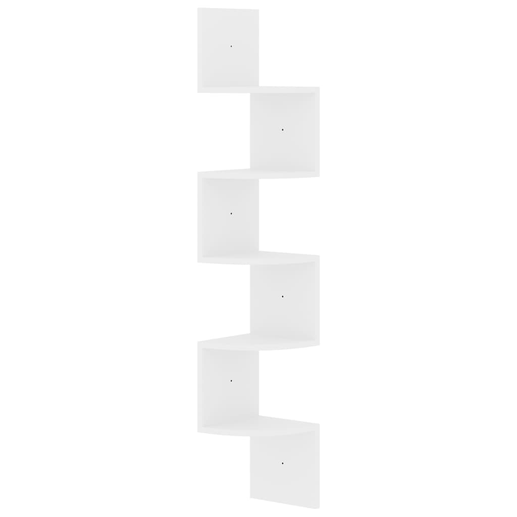 Scaffale Angolare a Muro Bianco Lucido 19x19x123 cm Multistrato | homemem39