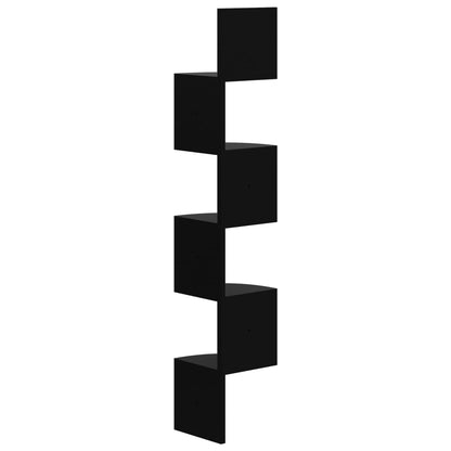 Scaffale Angolare a Muro Nero Lucido 19x19x123 cm Multistrato | homemem39