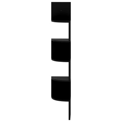 Scaffale Angolare a Muro Nero Lucido 19x19x123 cm Multistrato | homemem39