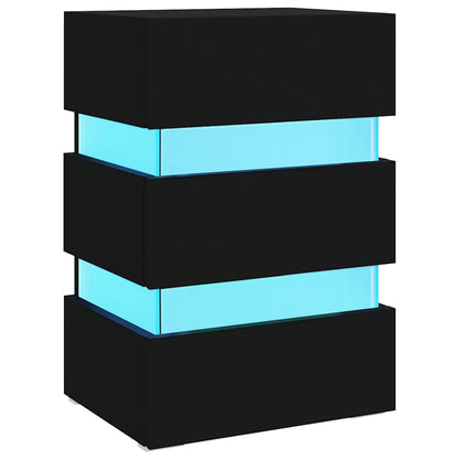 Comodino con Luci LED Nero 45x35x67 cm in Legno Multistrato | homemem39