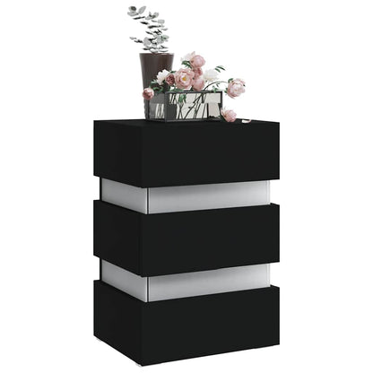 Comodino con Luci LED Nero 45x35x67 cm in Legno Multistrato | homemem39