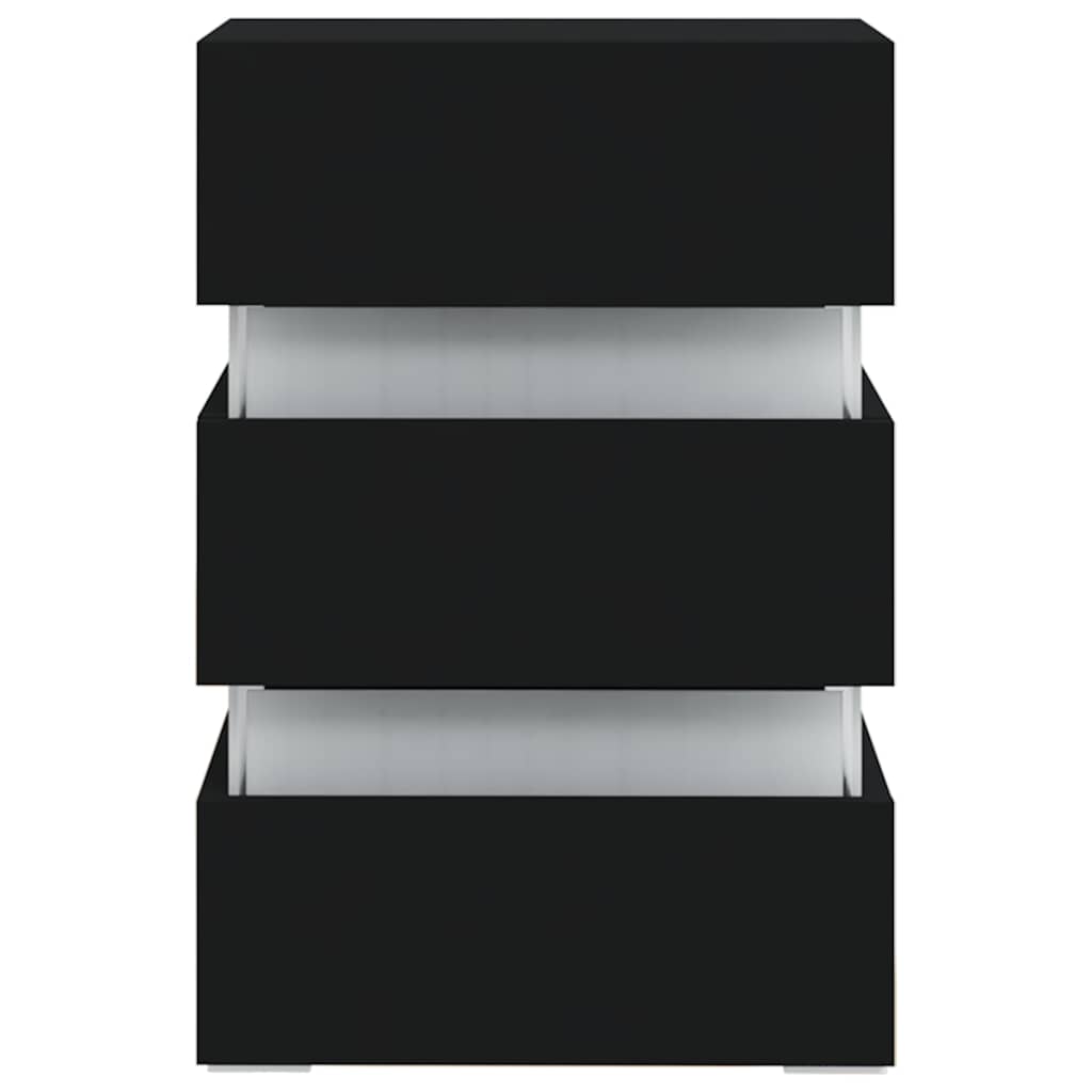 Comodino con Luci LED Nero 45x35x67 cm in Legno Multistrato | homemem39