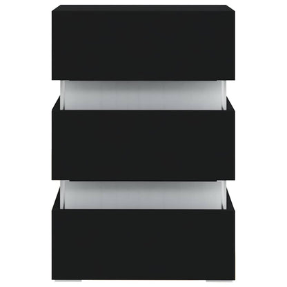 Comodino con Luci LED Nero 45x35x67 cm in Legno Multistrato | homemem39