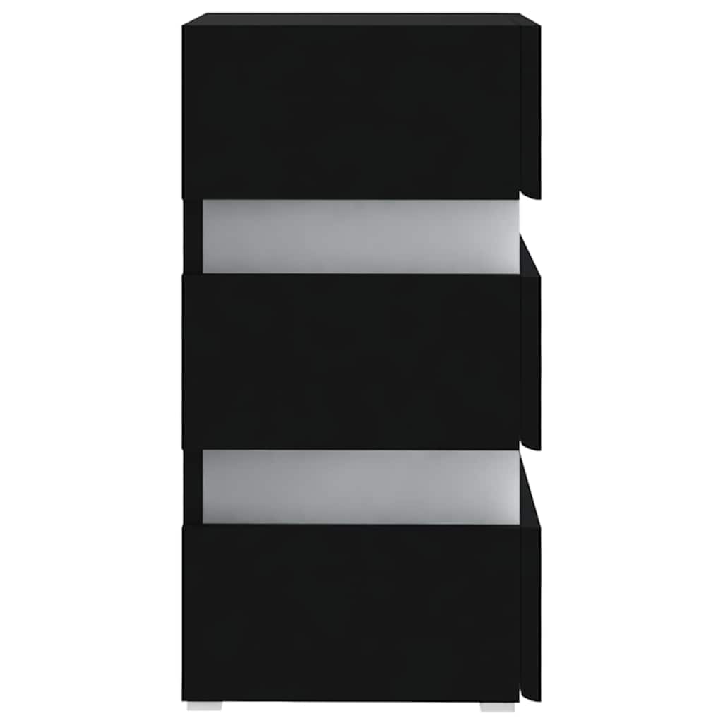Comodino con Luci LED Nero 45x35x67 cm in Legno Multistrato | homemem39