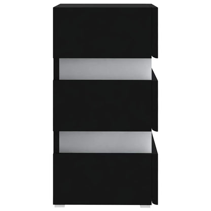 Comodino con Luci LED Nero 45x35x67 cm in Legno Multistrato | homemem39