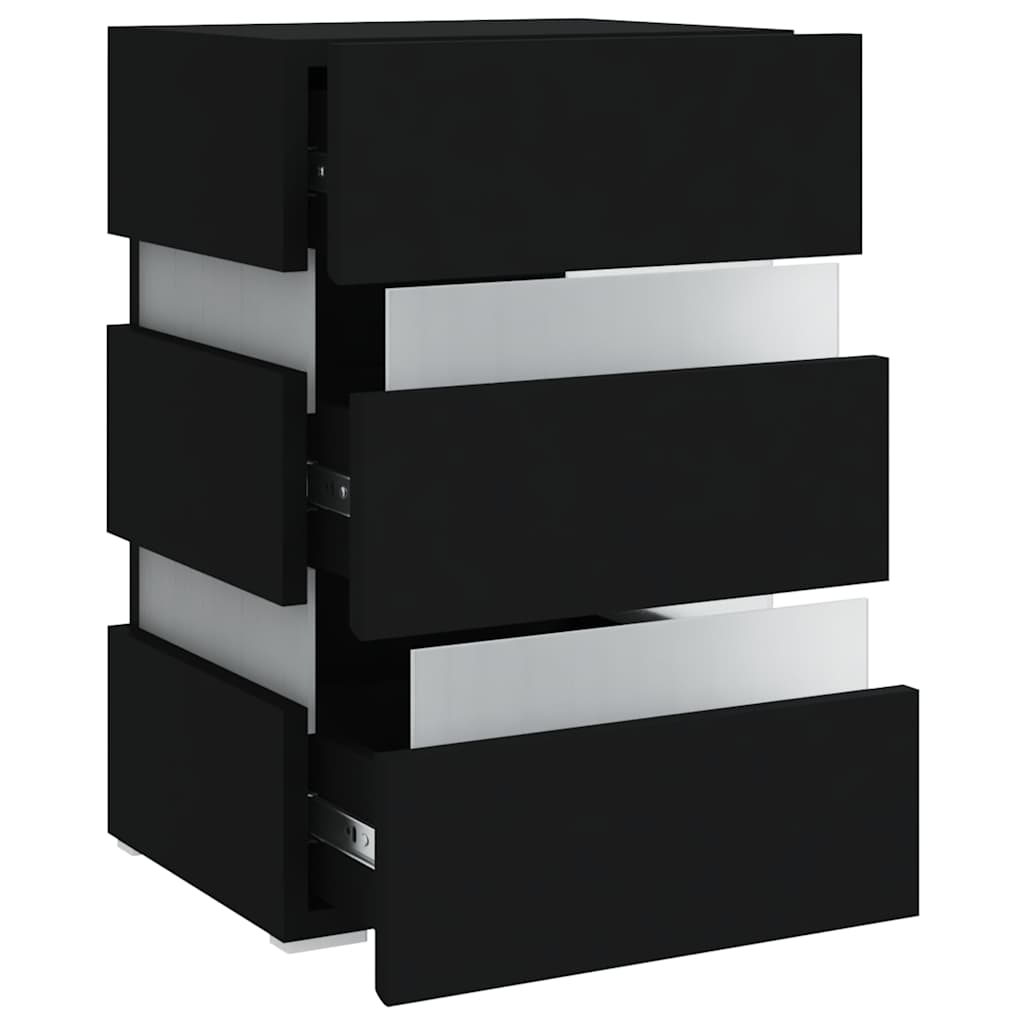 Comodino con Luci LED Nero 45x35x67 cm in Legno Multistrato | homemem39