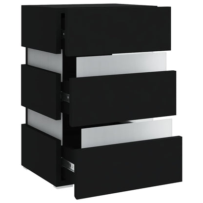 Comodino con Luci LED Nero 45x35x67 cm in Legno Multistrato | homemem39