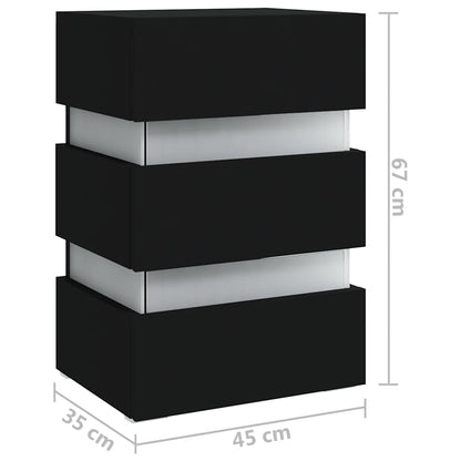 Comodino con Luci LED Nero 45x35x67 cm in Legno Multistrato | homemem39