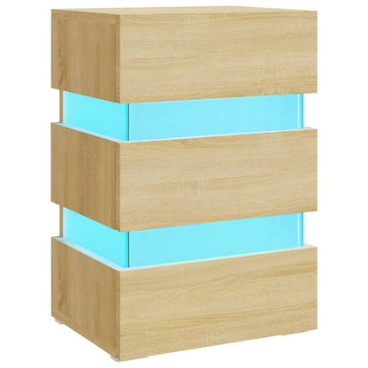 Comodino con Luci LED Sonoma 45x35x67 cm in Legno Multistrato - homemem39