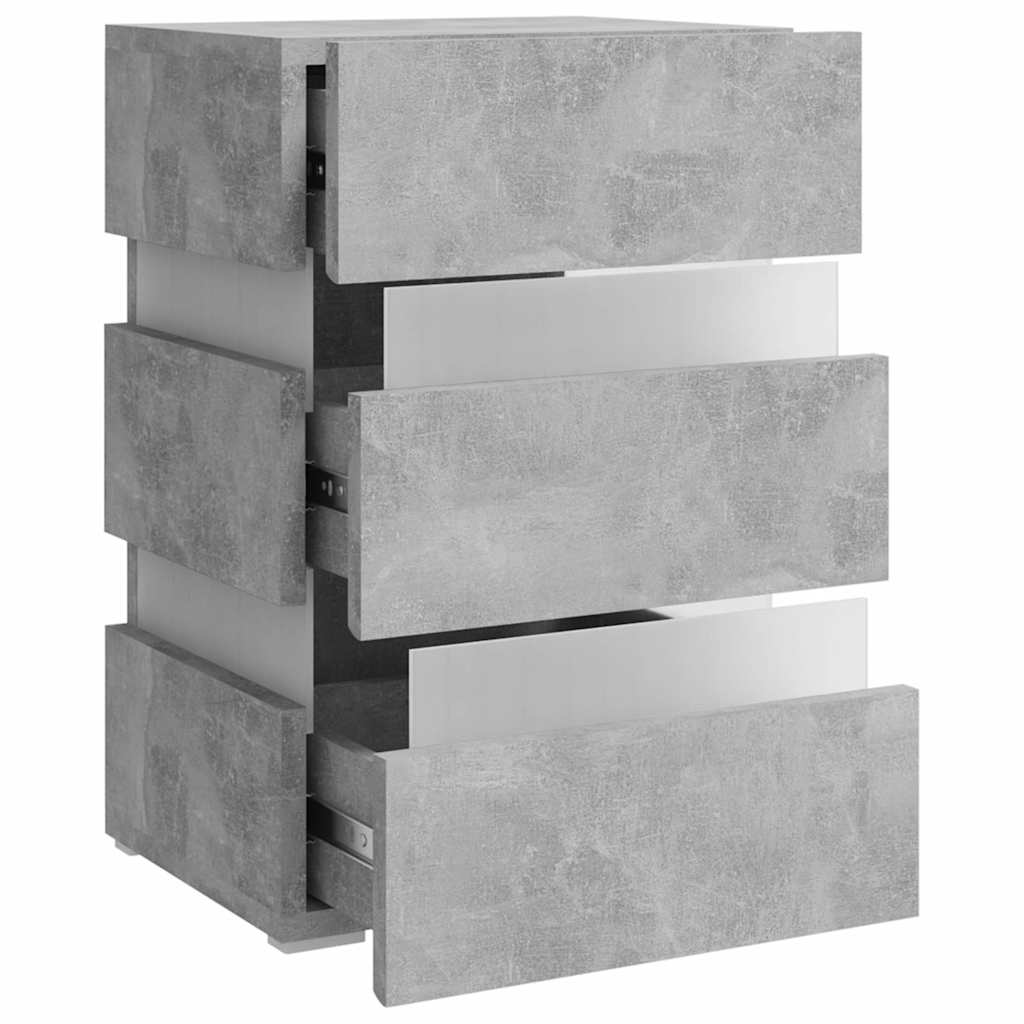 Comodino con LED Grigio Cemento 45x35x67cm in Legno Multistrato - homemem39