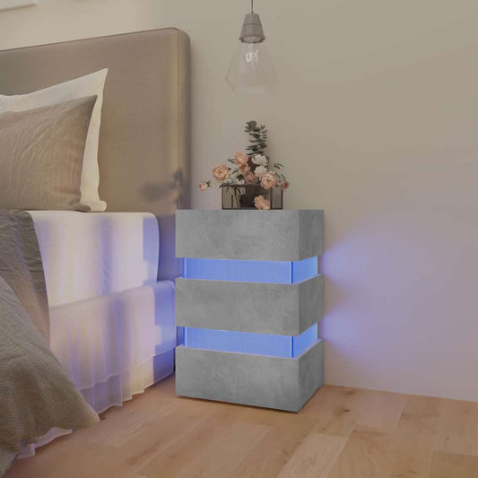 Comodino con LED Grigio Cemento 45x35x67cm in Legno Multistrato - homemem39