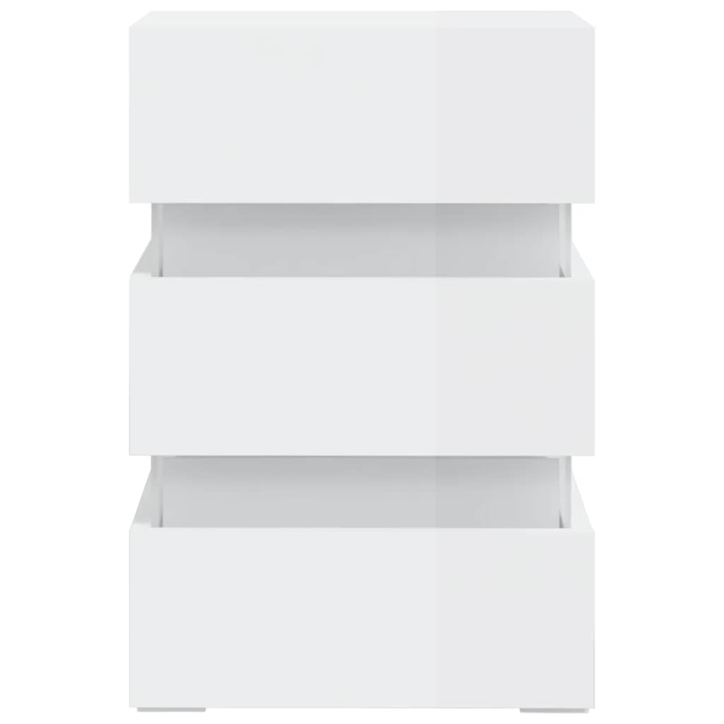 Comodino con LED Bianco Lucido 45x35x67 cm in Legno Multistrato - homemem39
