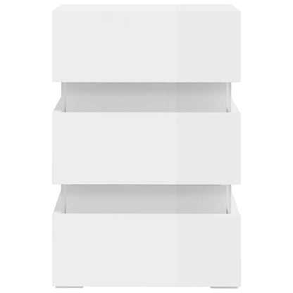 Comodino con LED Bianco Lucido 45x35x67 cm in Legno Multistrato - homemem39