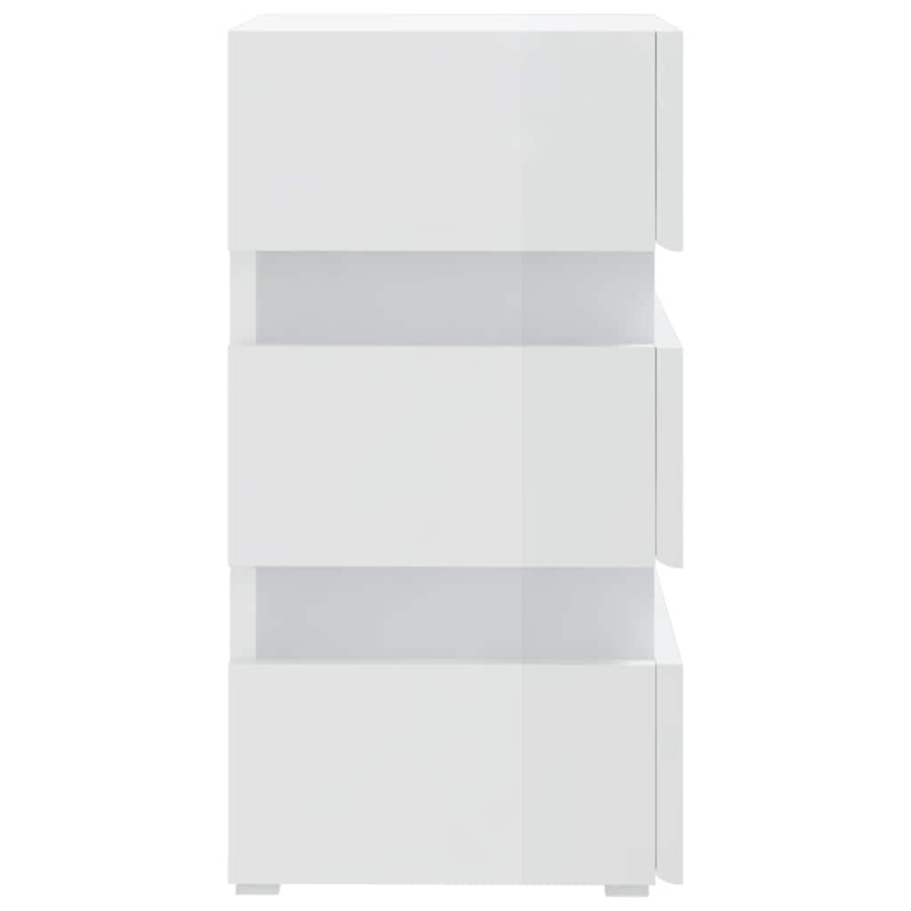 Comodino con LED Bianco Lucido 45x35x67 cm in Legno Multistrato - homemem39