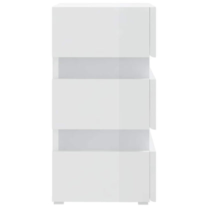 Comodino con LED Bianco Lucido 45x35x67 cm in Legno Multistrato - homemem39