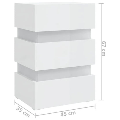 Comodino con LED Bianco Lucido 45x35x67 cm in Legno Multistrato - homemem39