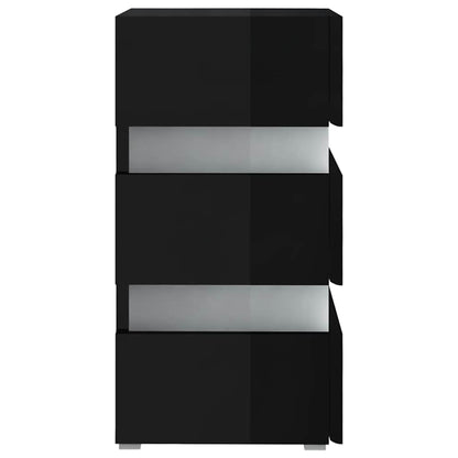 Comodino con LED Nero Lucido 45x35x67 cm in Legno Multistrato - homemem39