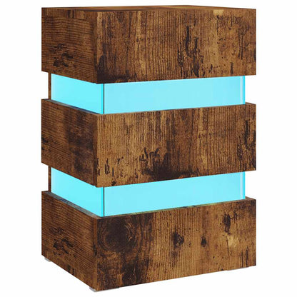 Comodino con LED Rovere Fumo 45x35x67 cm in Legno Multistrato | homemem39