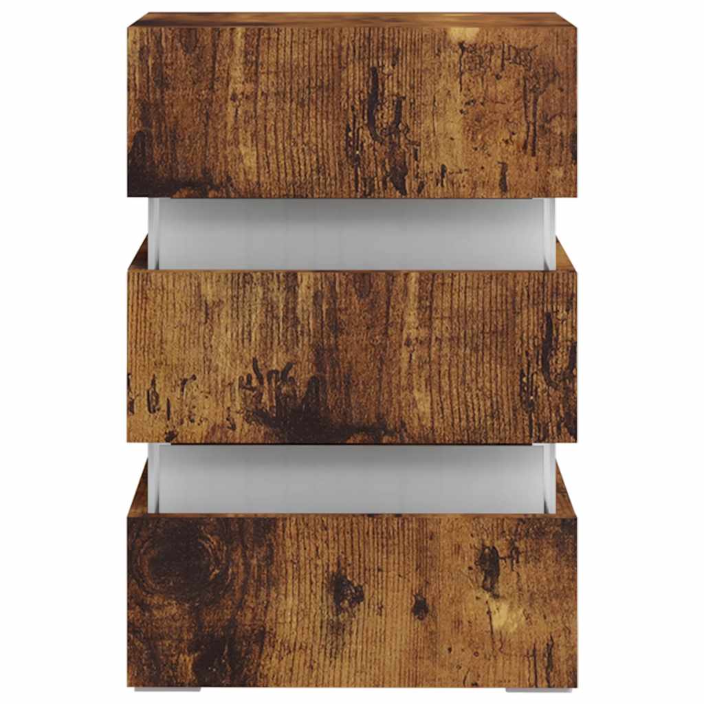 Comodino con LED Rovere Fumo 45x35x67 cm in Legno Multistrato | homemem39