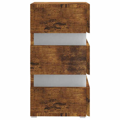 Comodino con LED Rovere Fumo 45x35x67 cm in Legno Multistrato | homemem39