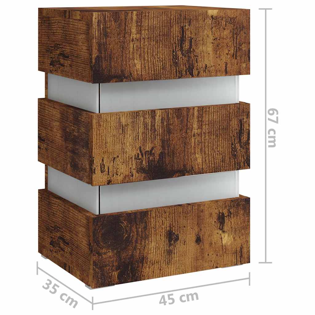 Comodino con LED Rovere Fumo 45x35x67 cm in Legno Multistrato | homemem39