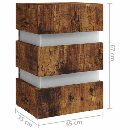 Comodino con LED Rovere Fumo 45x35x67 cm in Legno Multistrato | homemem39