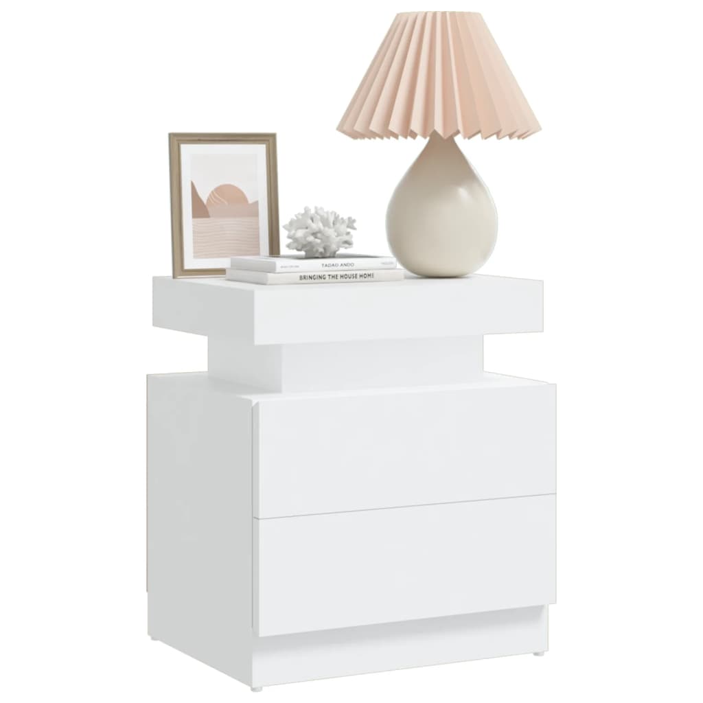 Comodino Bianco 45x35x52 cm in Legno Multistrato - homemem39