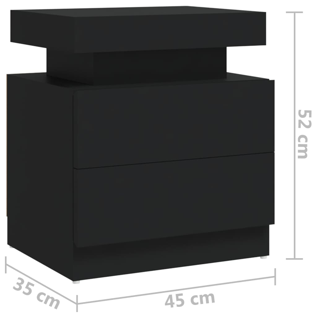 Comodino Nero 45x35x52 cm in Legno Multistrato - homemem39