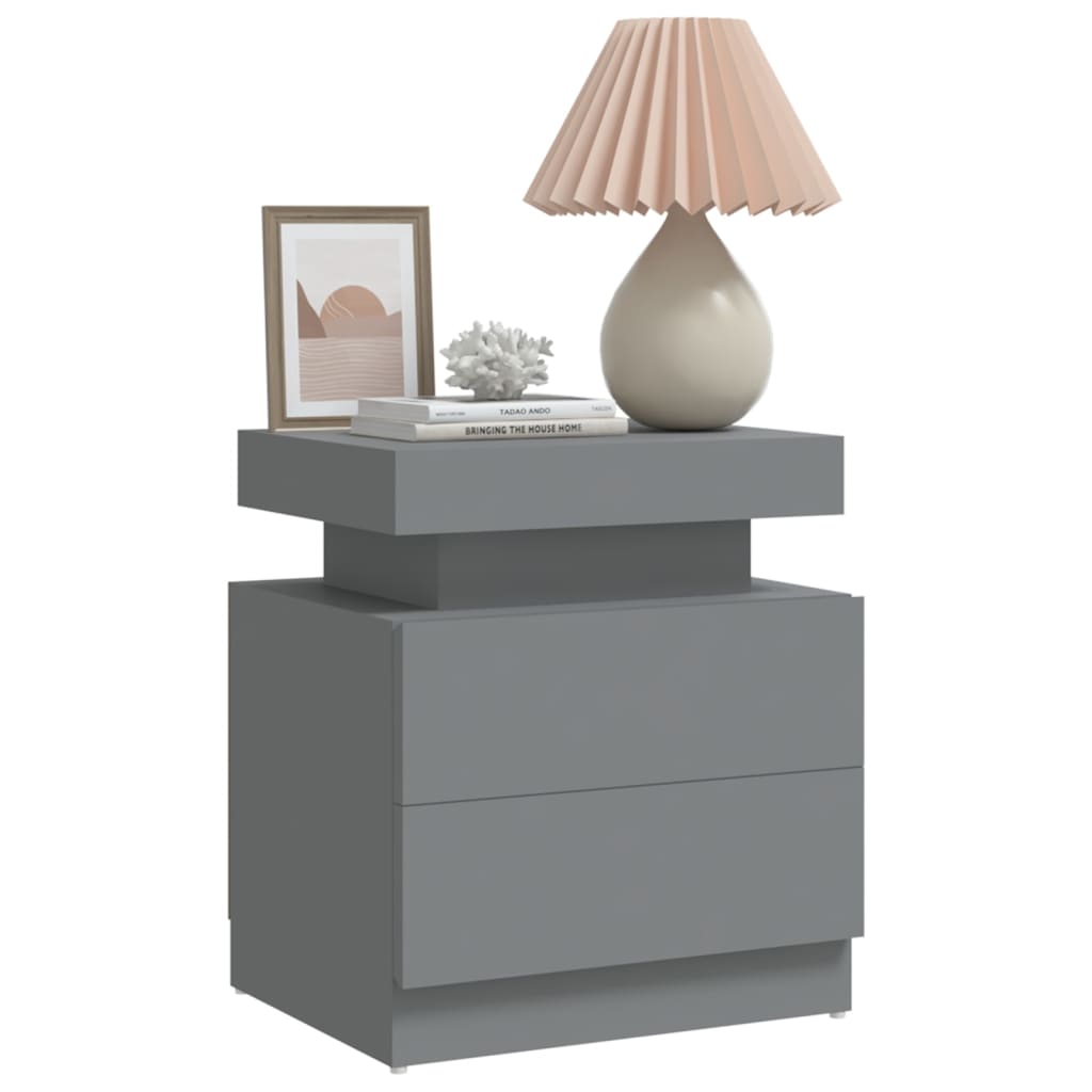 Comodino Grigio 45x35x52 cm in Legno Multistrato - homemem39