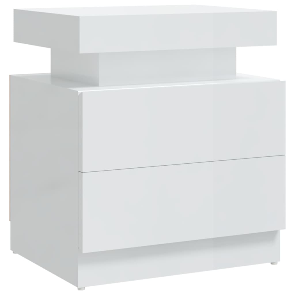 Comodino Bianco Lucido 45x35x52 cm in Legno Multistrato - homemem39