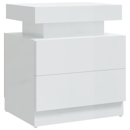 Comodino Bianco Lucido 45x35x52 cm in Legno Multistrato - homemem39