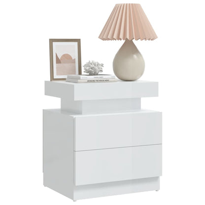 Comodino Bianco Lucido 45x35x52 cm in Legno Multistrato - homemem39